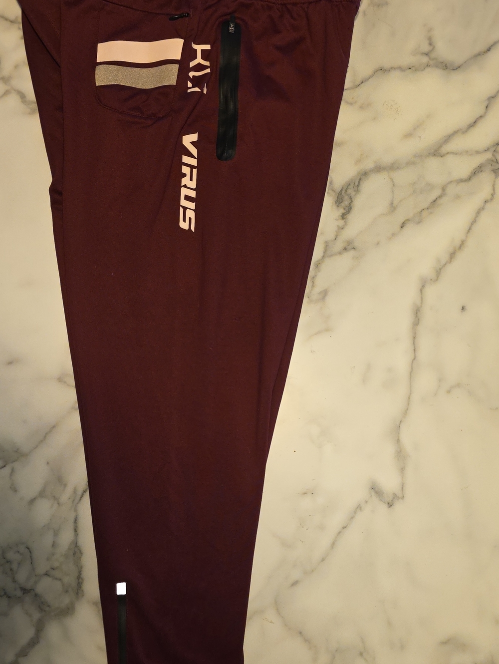 Virus Maroon Track Pants with Pink and Silver Accents